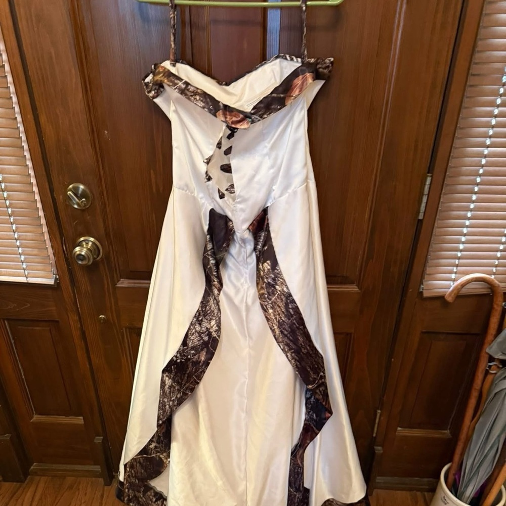 Camo White and Brown Wedding Dress